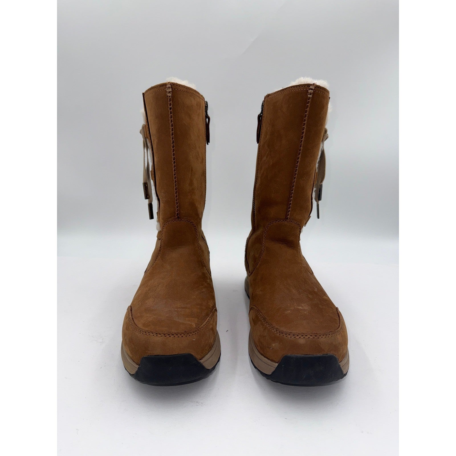 UGG Women's Waterproof Leather Winter Boots – Chestnut – Size 9.5W