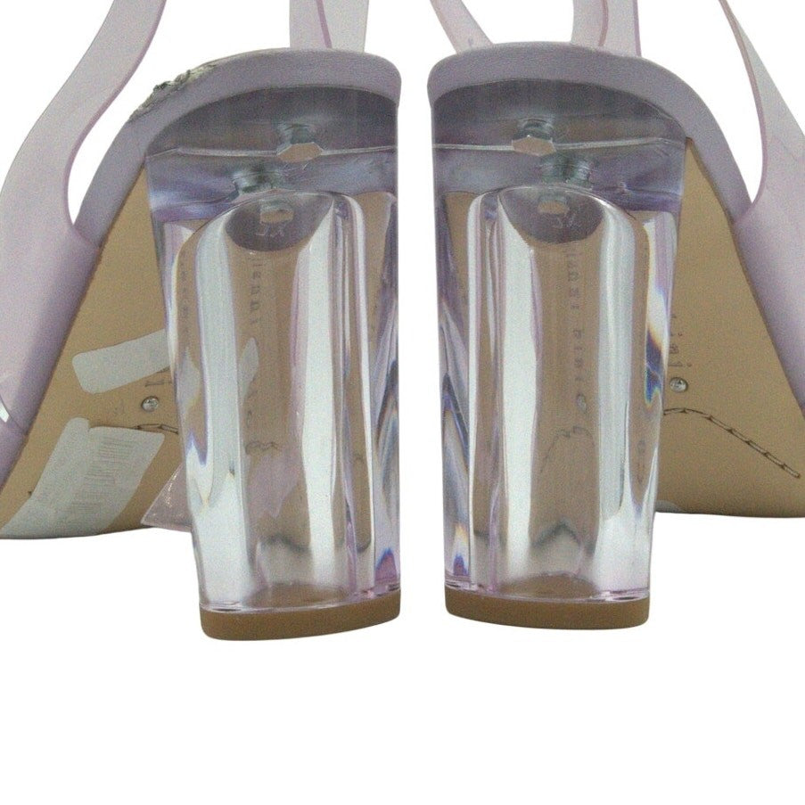 Gianni Bini Liyra Clear Ankle Strap Block Heel Sandals – Purple | Women’s 9M