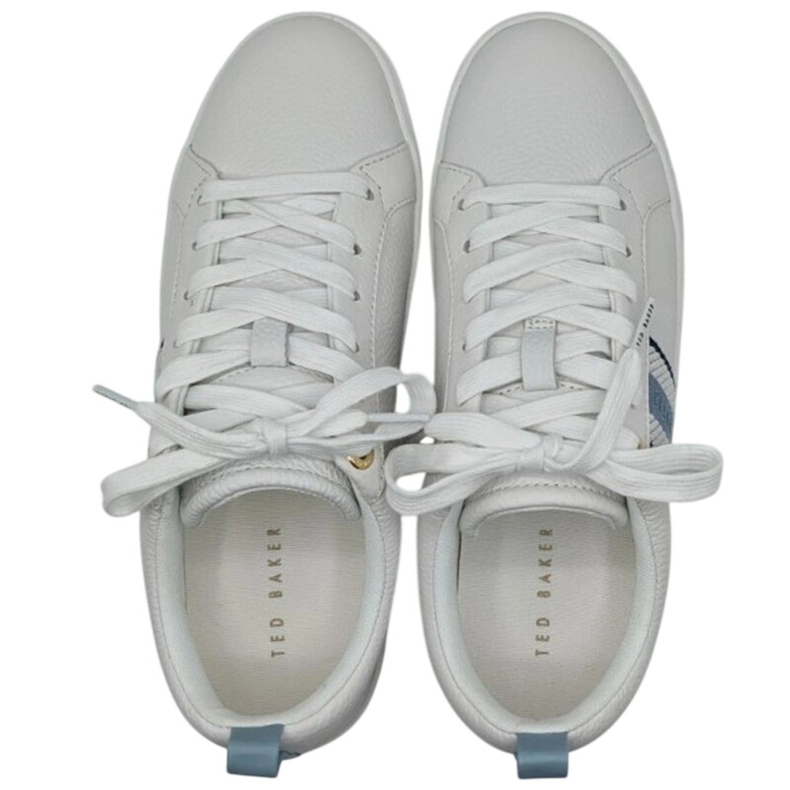 Ted Baker Bailey Icon Leather Sneakers – White & Blue – Women’s 8.5