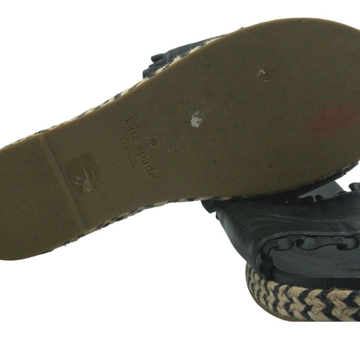 Kate Spade New York Espadrille Slide Sandals Ruffle Trim Black | Women’s 8.5W