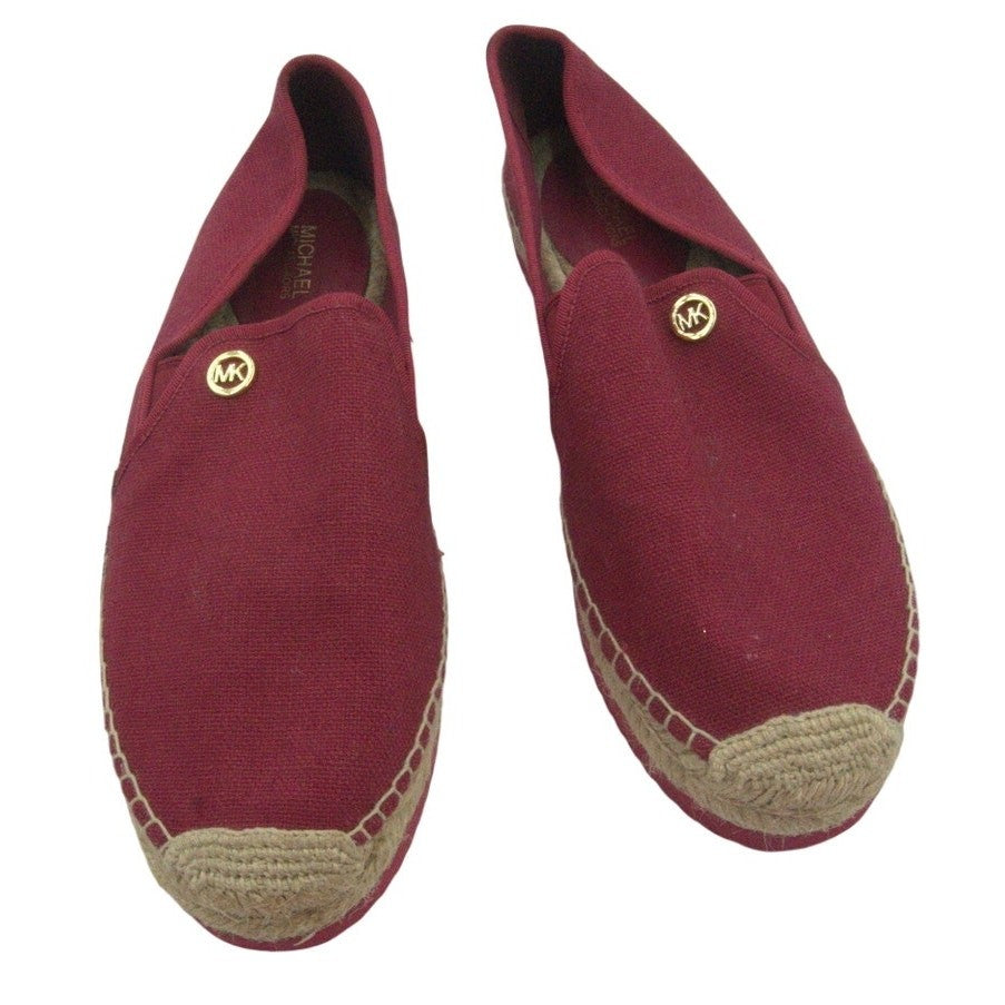 Michael Kors Canvas Espadrille Slip-On Loafers Red Burgundy | Women’s 9M