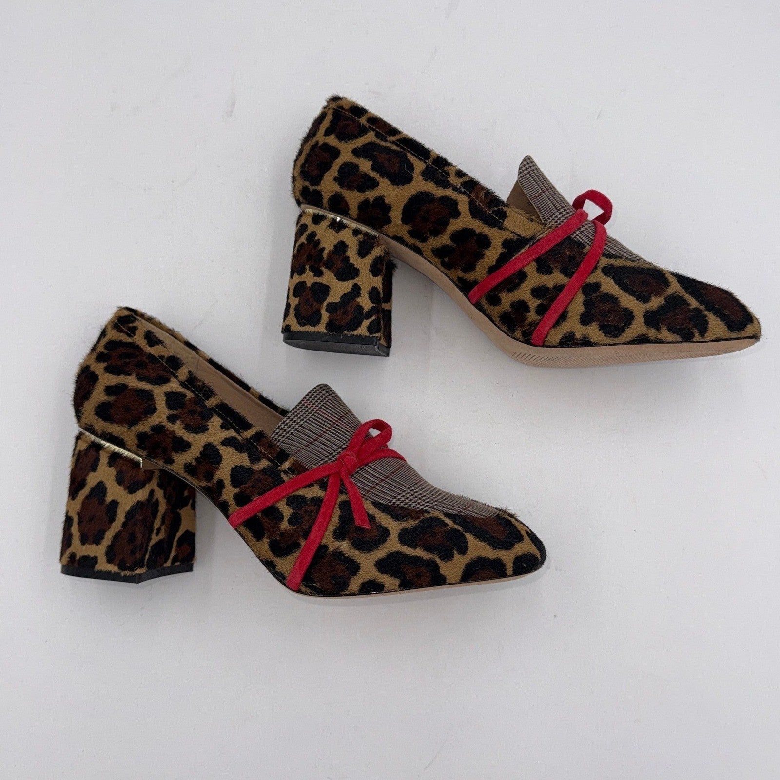 Antonio Melani Leopard Print (Sheared Lamb Fur (Real Fur) RN58909 Block Heel 9W