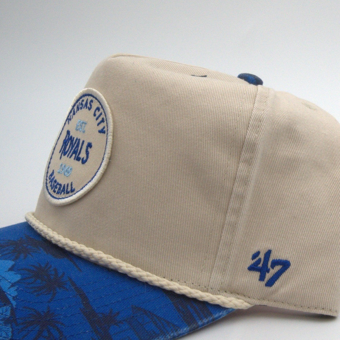 NWT '47 Brand Kansas City Royals Hitch Fiji Rope Snapback Hat – Cream/Blue OSFA
