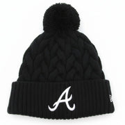 NWT New Era Women's Atlanta Braves Knit Beanie Black w/ Pom | One Size