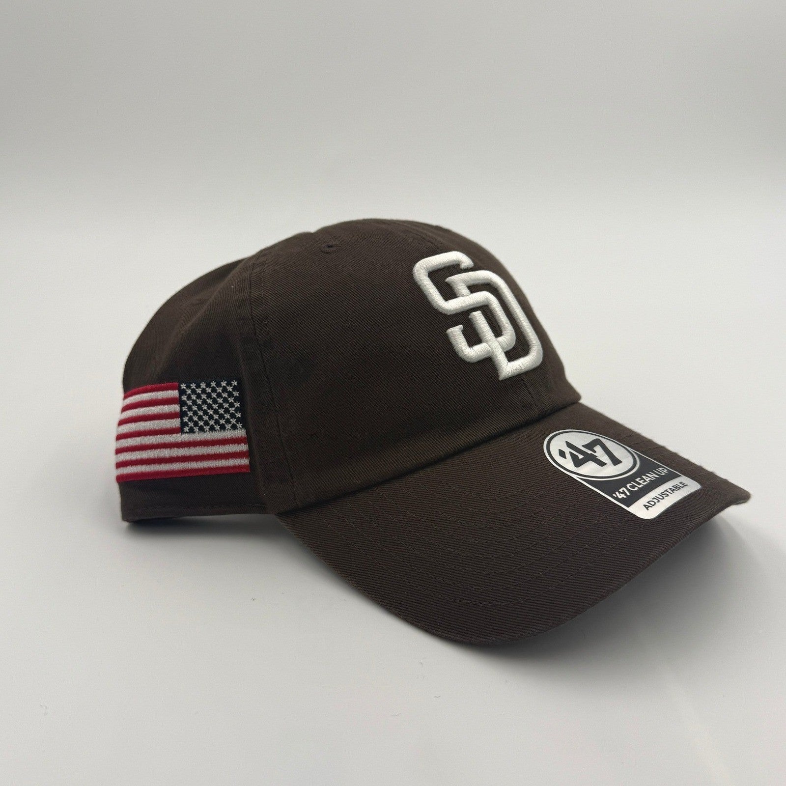 NWT San Diego Padres '47 Clean Up Adjustable Hat | SD Logo | Embroidered + Flag