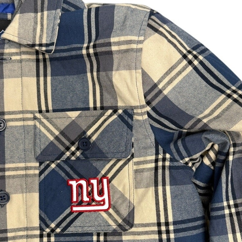 NFL New York Giants Hooded Flannel Jacket – Men’s Small – Quilted Lined