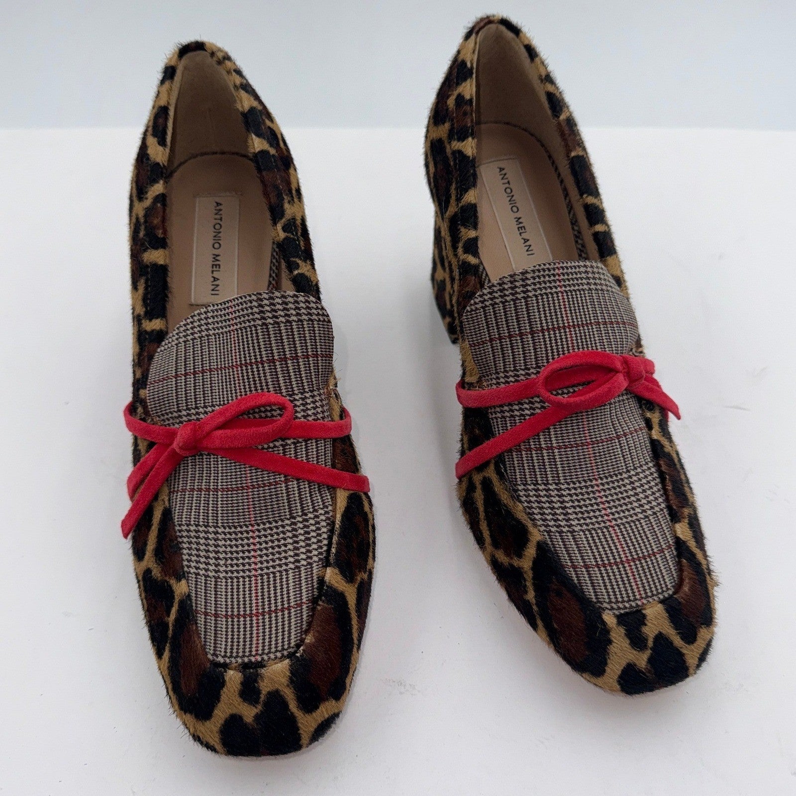 Antonio Melani Leopard Print (Sheared Lamb Fur (Real Fur) RN58909 Block Heel 9W