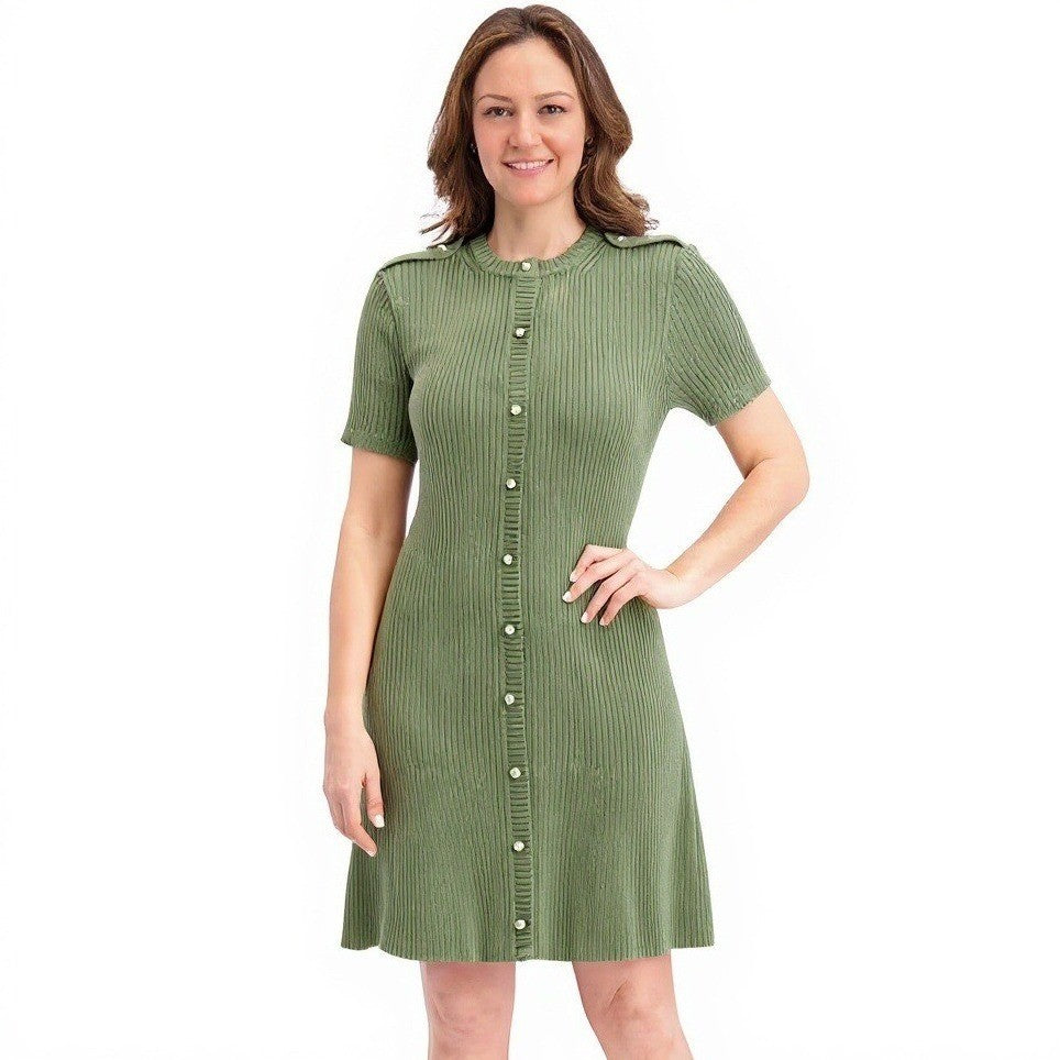 NWT French Connection Women's Mini Sweater Dress - Olive Green