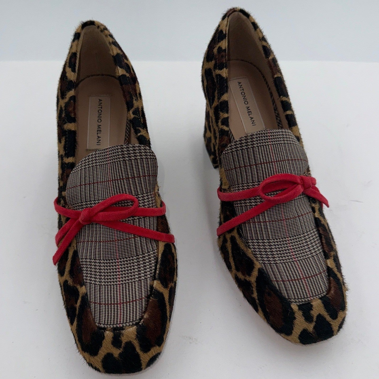 Antonio Melani Leopard Print (Sheared Lamb Fur (Real Fur) RN58909 Block Heel 9W