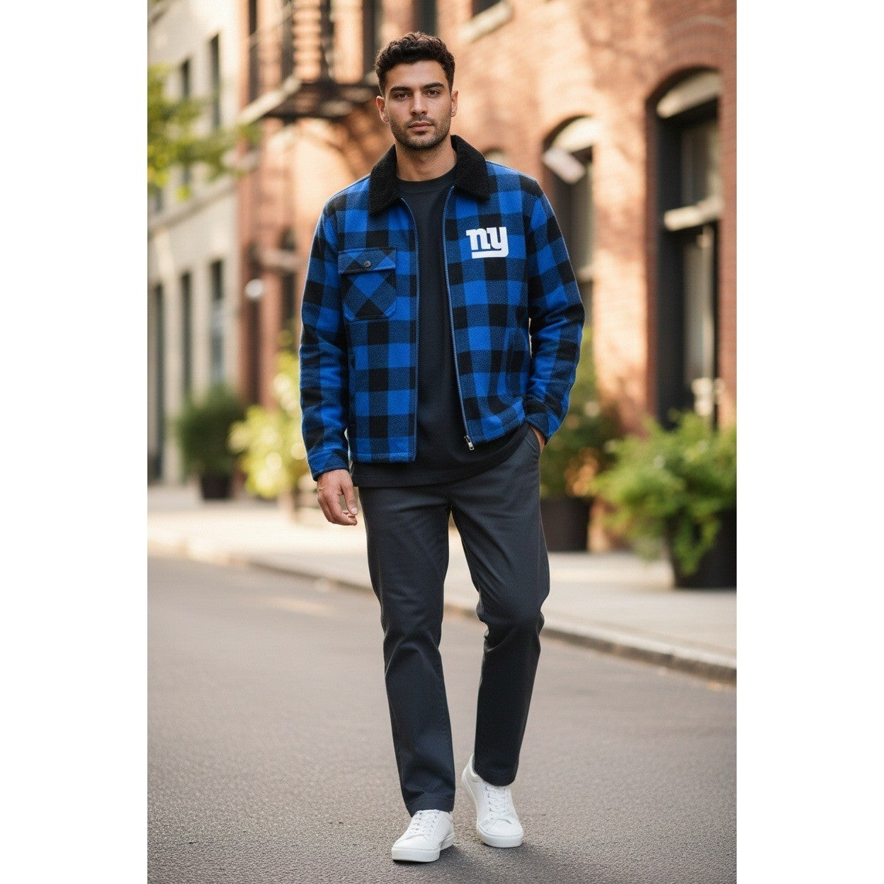 NWT The Wild Collective Women's Flannel Jacket (Team Apparel) NY GIANTS | Large