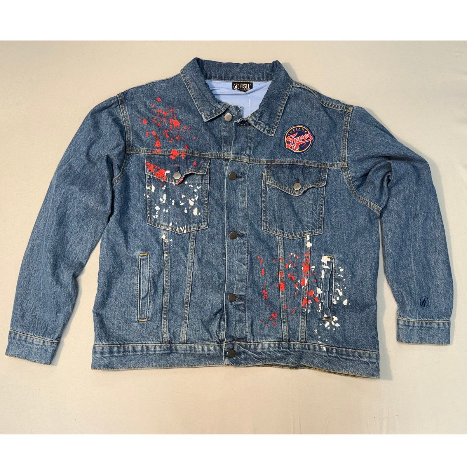 NWT Caitlin Clark #22 Indiana Fever Custom Denim Jacket WNBA FISLL Trucker XL