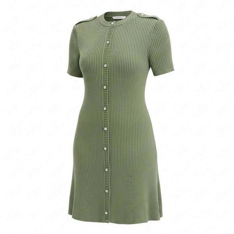 NWT French Connection Women's Mini Sweater Dress - Olive Green