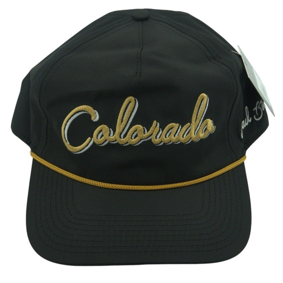 New Bad Birdie “Colorado” Rope Hat Black Gold Embroidered NWT