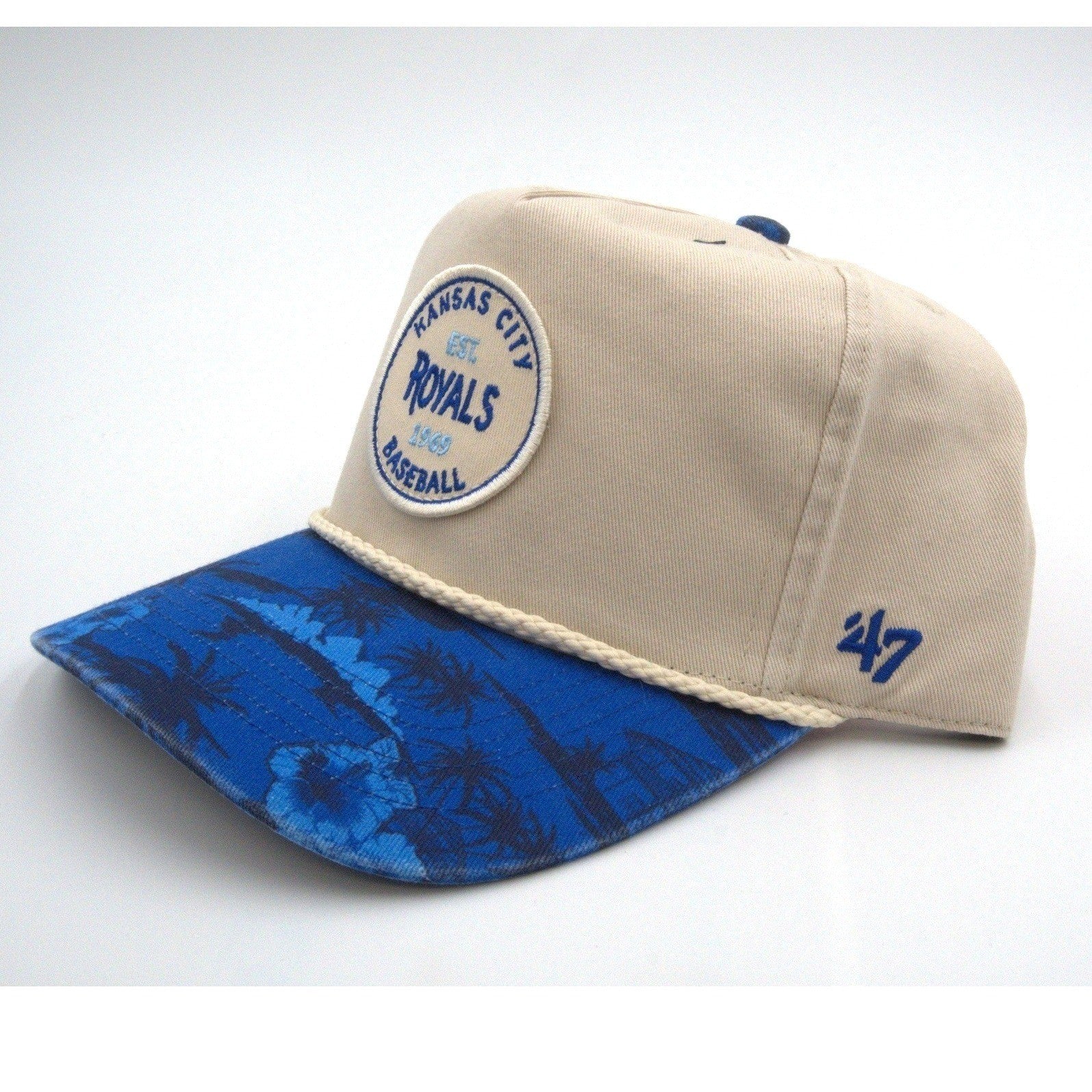 NWT '47 Brand Kansas City Royals Hitch Fiji Rope Snapback Hat – Cream/Blue OSFA