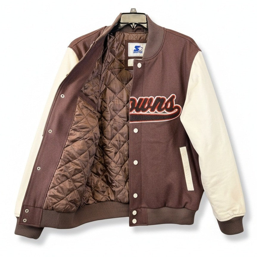 STARTER NFL Cleveland Browns Varsity Jacket – Men's Large – Quilted Lining – NWT