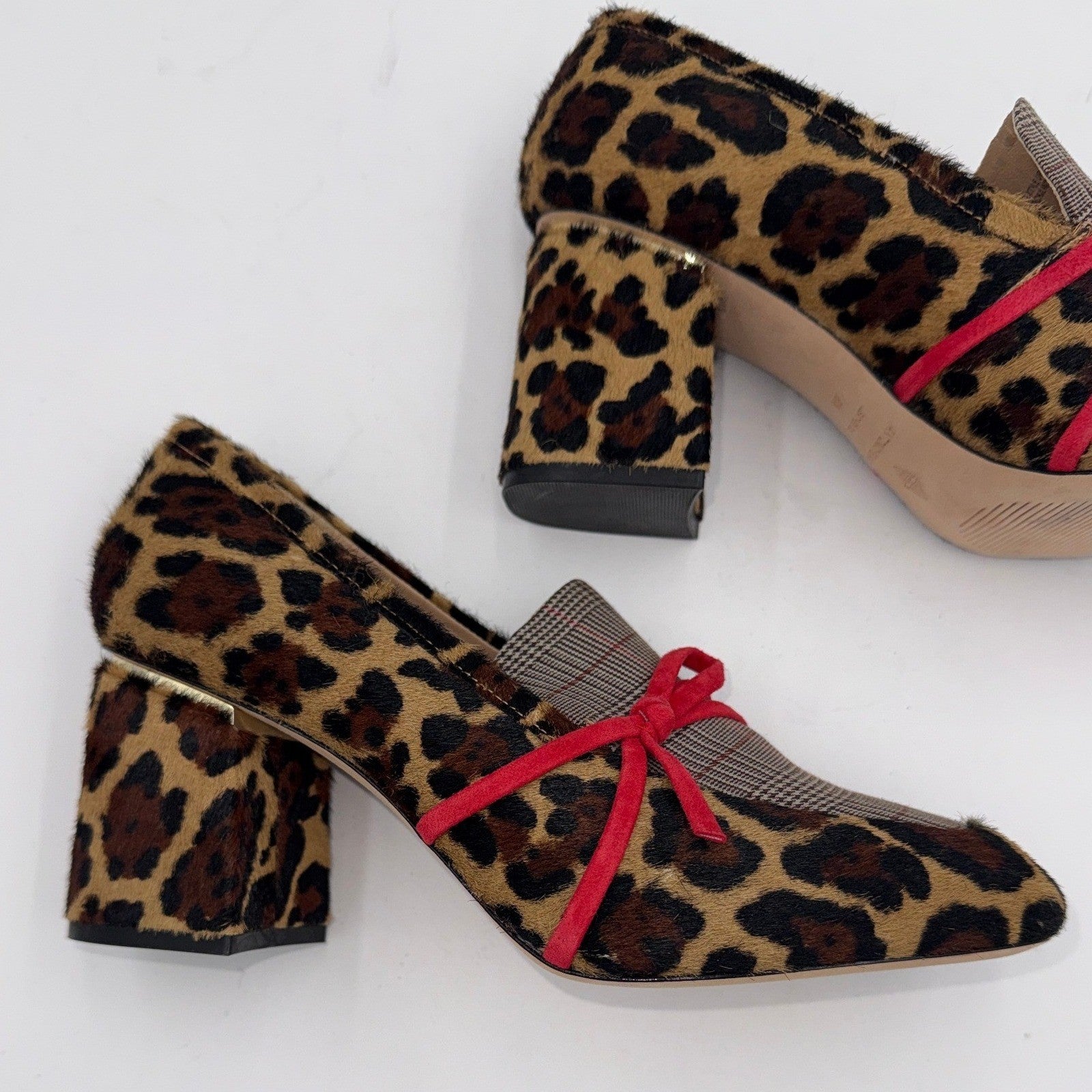 Antonio Melani Leopard Print (Sheared Lamb Fur (Real Fur) RN58909 Block Heel 9W