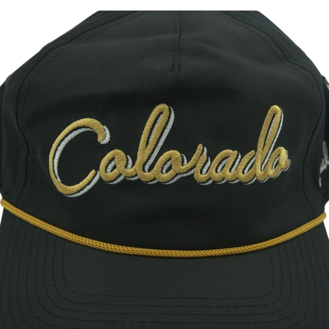 New Bad Birdie “Colorado” Rope Hat Black Gold Embroidered NWT