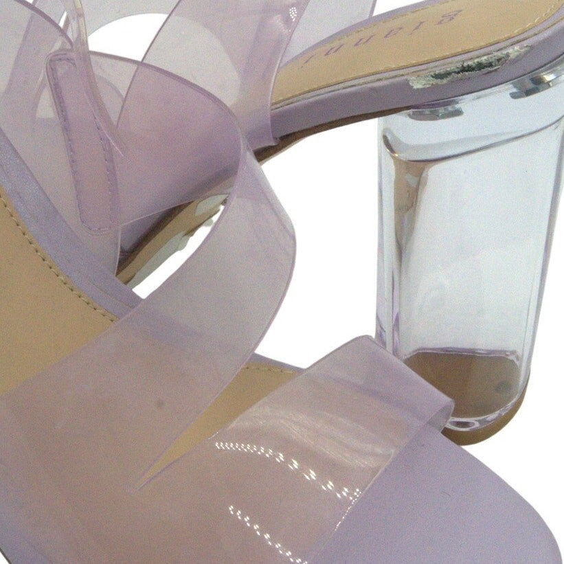 Gianni Bini Liyra Clear Ankle Strap Block Heel Sandals – Purple | Women’s 9M