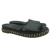 Kate Spade New York Espadrille Slide Sandals Ruffle Trim Black | Women’s 8.5W