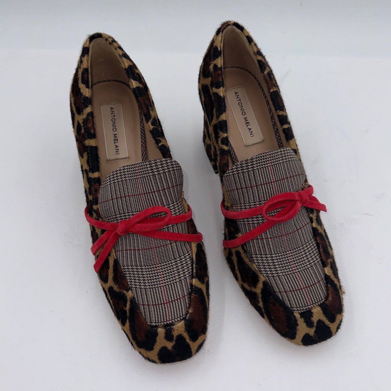 Antonio Melani Leopard Print (Sheared Lamb Fur (Real Fur) RN58909 Block Heel 9W