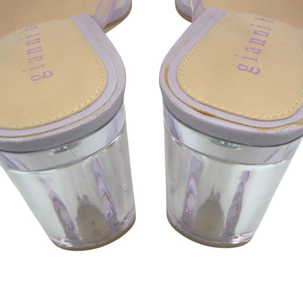 Gianni Bini Liyra Clear Ankle Strap Block Heel Sandals – Purple | Women’s 9M