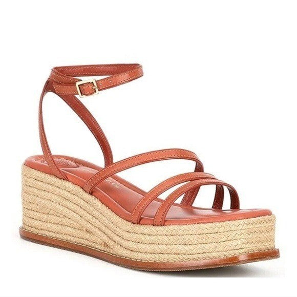 NWT Antonio Melani Hazelle Strappy Woven Platform Wedge Espadrille Sandals 9.5W