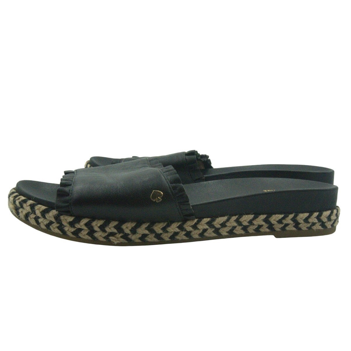 Kate Spade New York Espadrille Slide Sandals Ruffle Trim Black | Women’s 8.5W