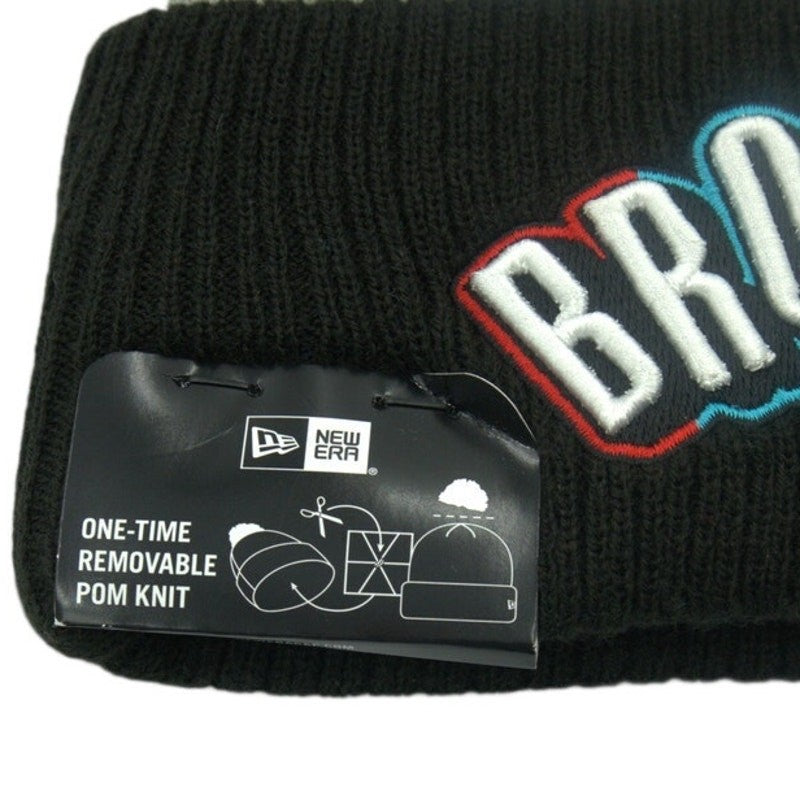 New Era Brooklyn Nets Knit Beanie w/ Removable Pom – Embroidered – NWT
