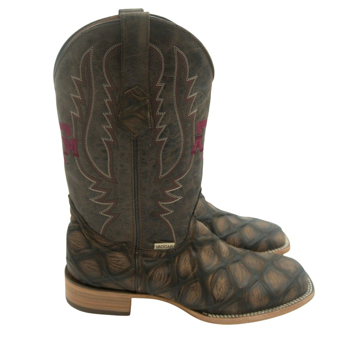 NWT Vaccari University “Texas A&M” Genuine Leather Cognac Boots Men's 12