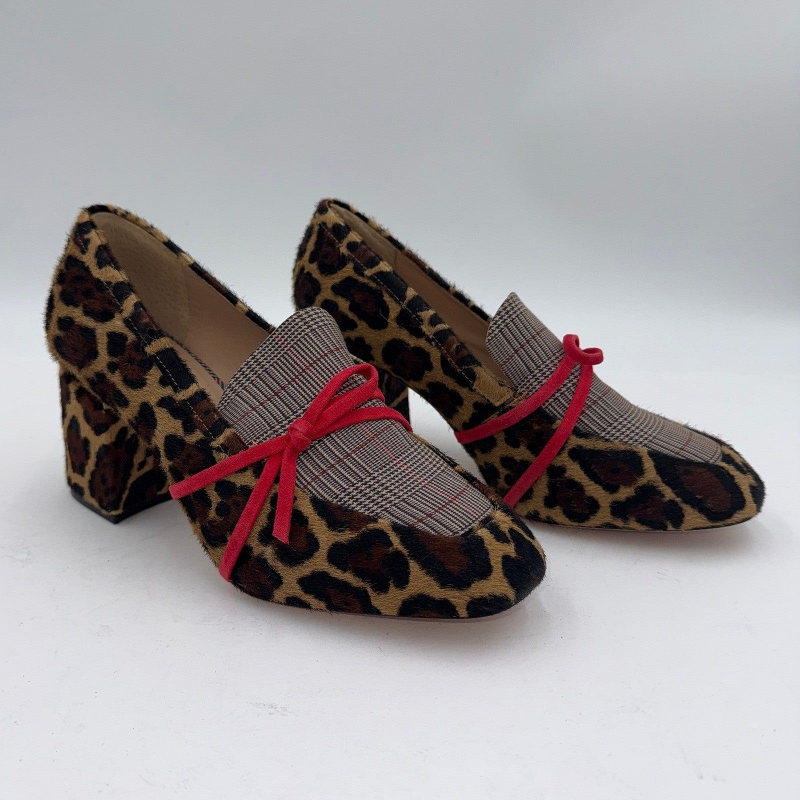 Antonio Melani Leopard Print (Sheared Lamb Fur (Real Fur) RN58909 Block Heel 9W