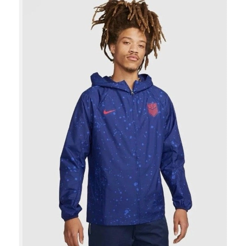 NWT Nike USA Soccer Anthem Windbreaker Jacket Blue Splatter Men’s Medium