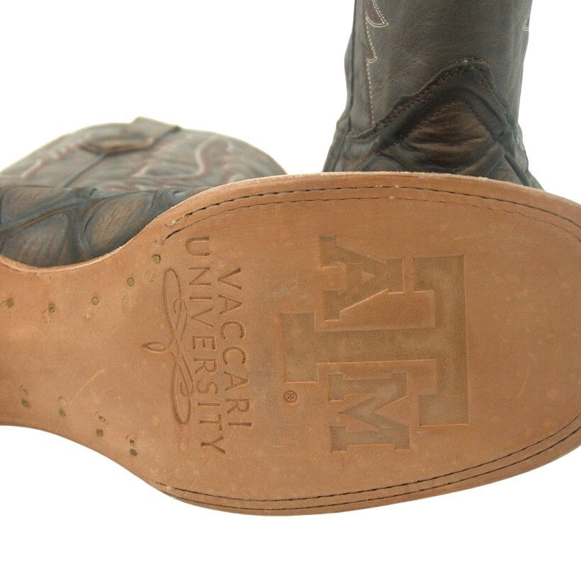 NWT Vaccari University “Texas A&M” Genuine Leather Cognac Boots Men's 12