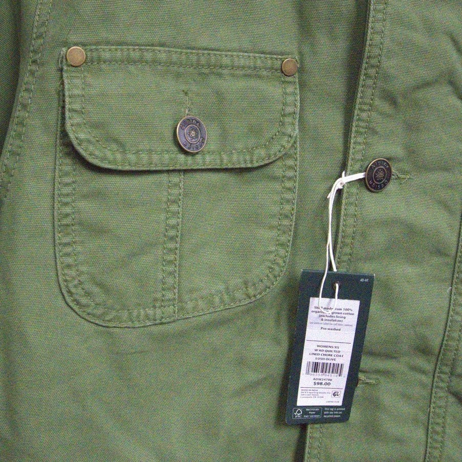 NWT Alpine Design Women's Extra Small Quilted Lined Chore Coat (Lush Olive)