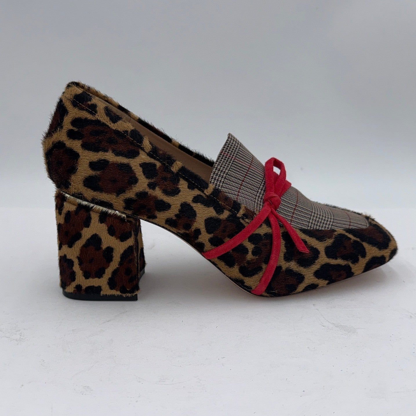 Antonio Melani Leopard Print (Sheared Lamb Fur (Real Fur) RN58909 Block Heel 9W