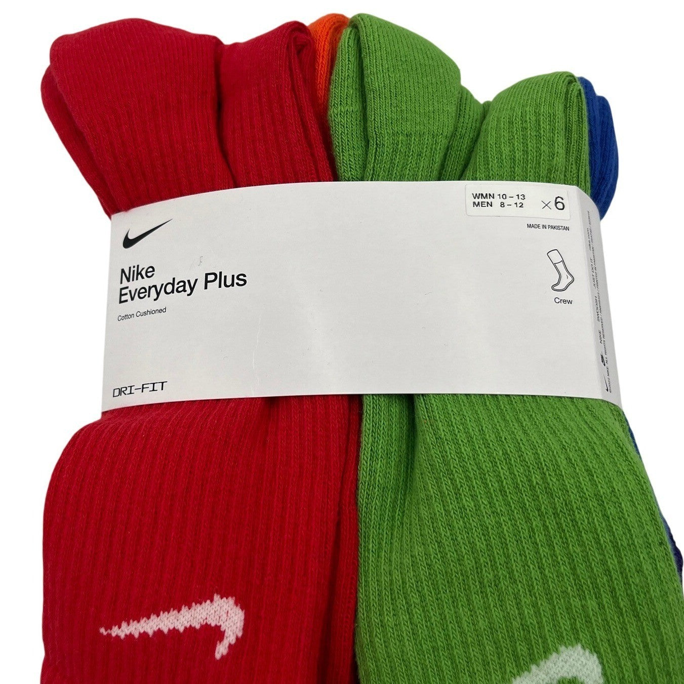 Nike Everyday Plus Cushioned Crew Training Socks – 6-Pack | Multicolor Unisex XL