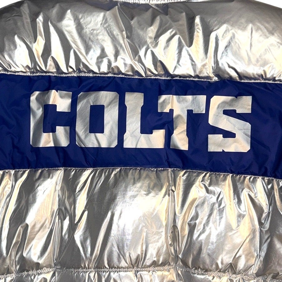 NWOT GH4Her Colts Metallic Silver Puffer Jacket Women's Large