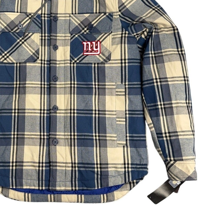 NFL New York Giants Hooded Flannel Jacket – Men’s Small – Quilted Lined