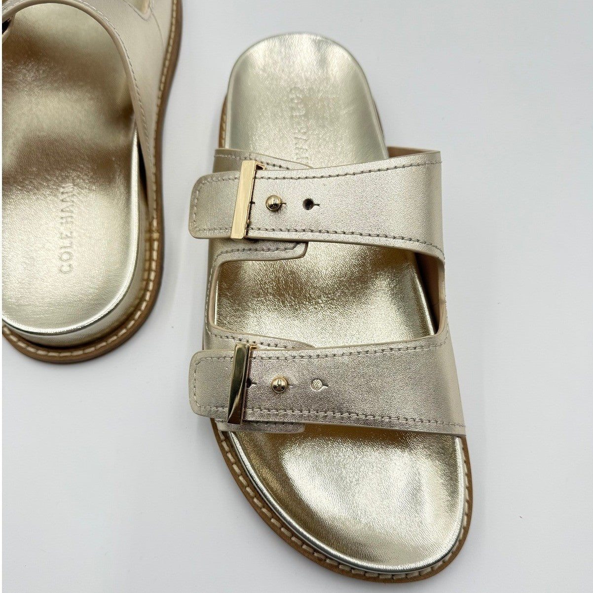 NIB/NWT COLE HAAN Marisol Footbed Sandal in Soft Gold LTR | 7B