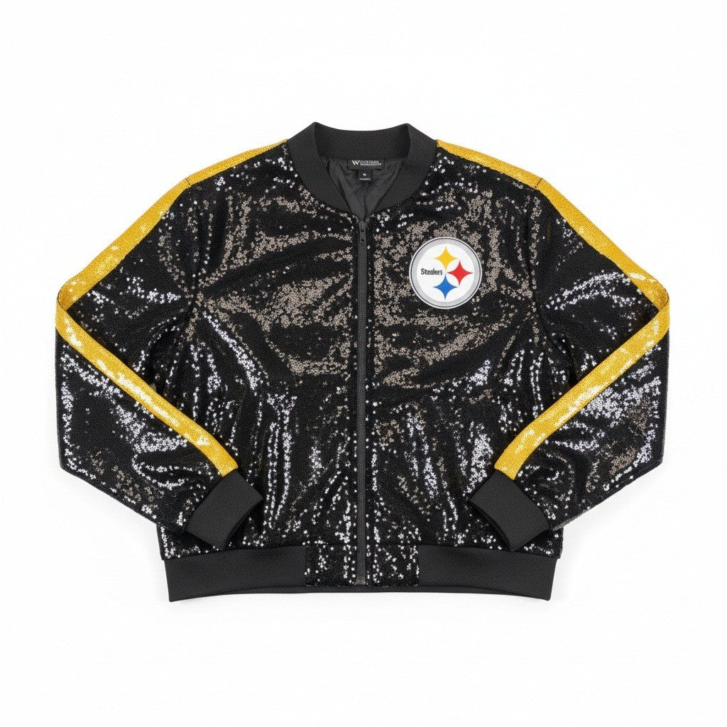 NWT The Wild Collective Sequin Pittsburgh "Steelers" Full-Zip Jacket Women's Med