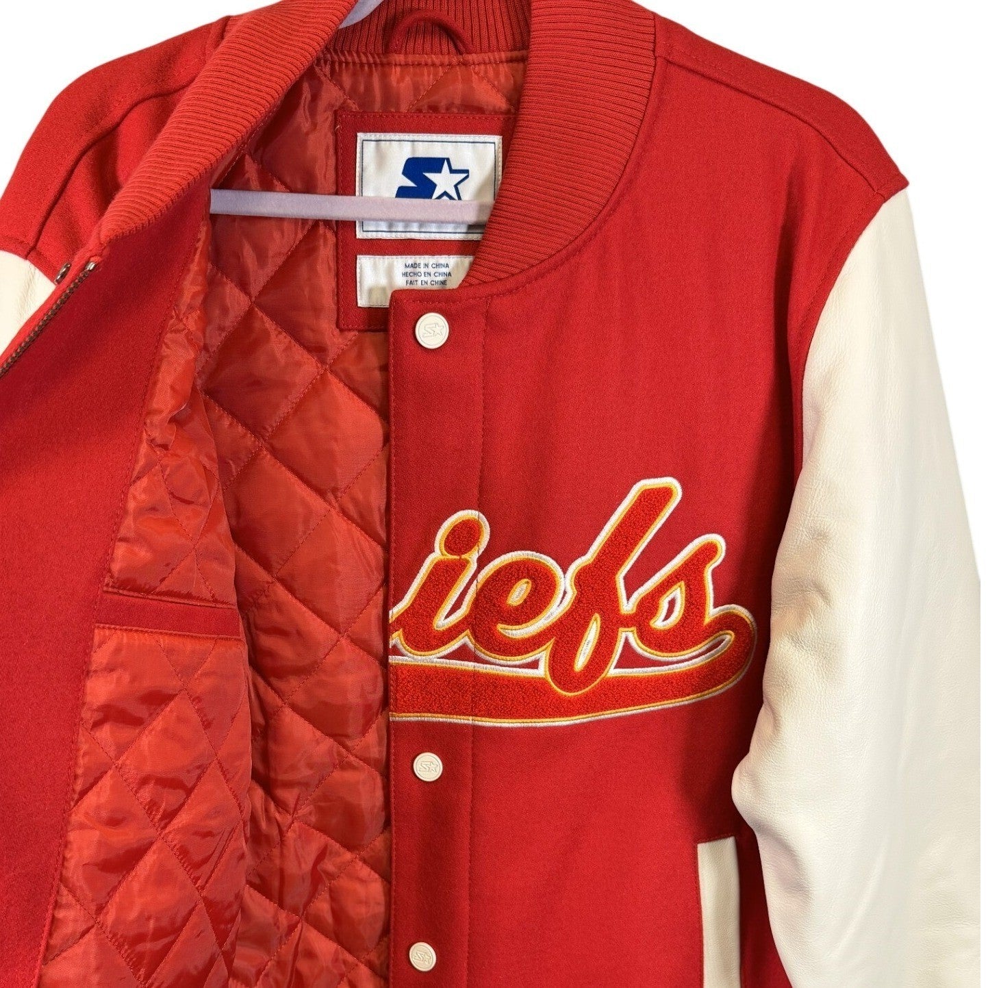 Starter Kansas City Chiefs Varsity Jacket – Quilted Lined, Embroidered Men's Med