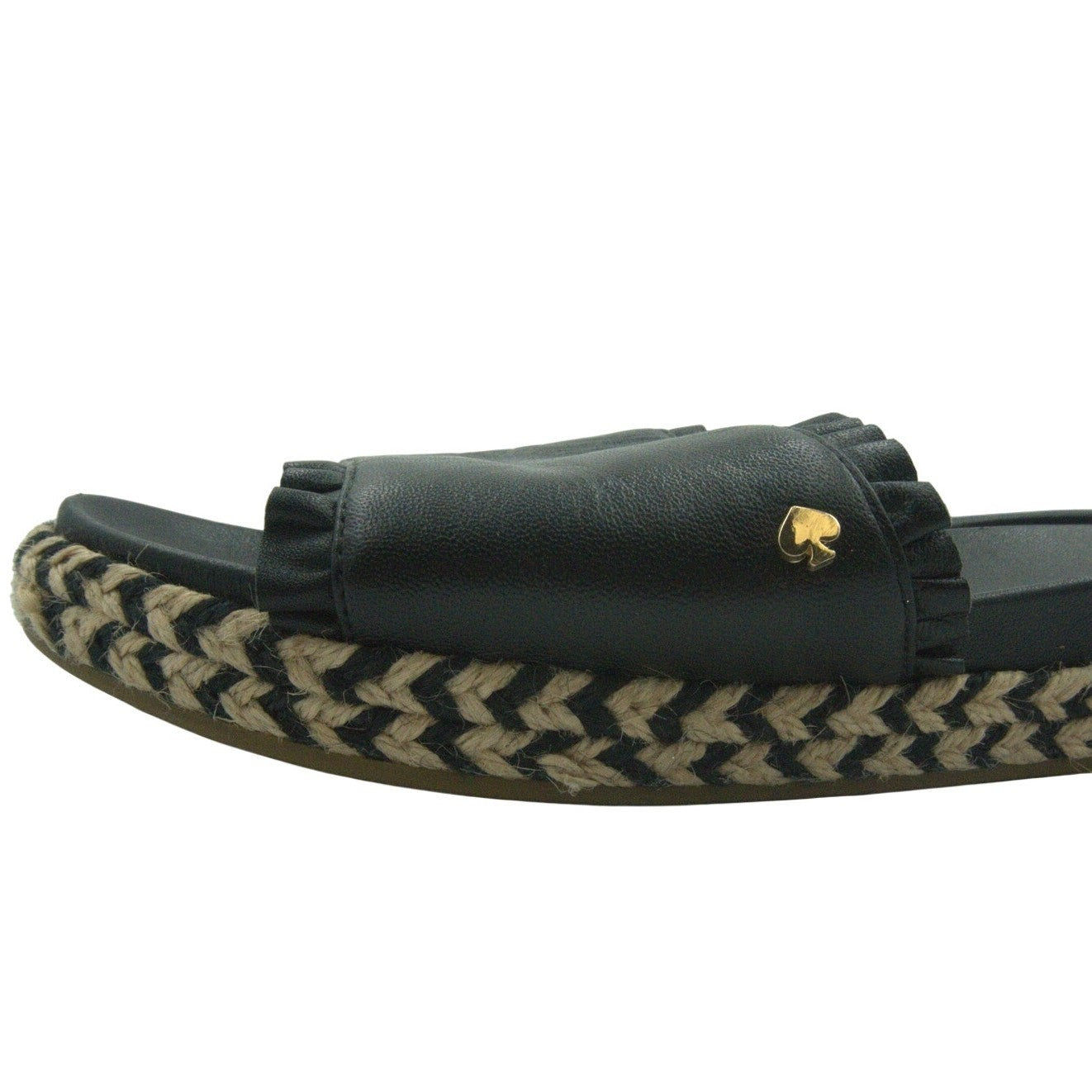 Kate Spade New York Espadrille Slide Sandals Ruffle Trim Black | Women’s 8.5W
