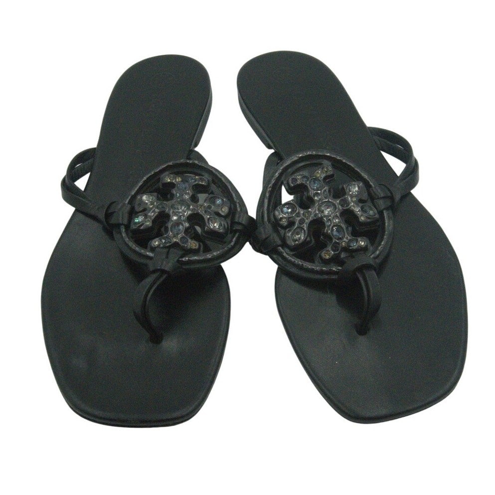Tory Burch Metal Jeweled Miller Crystal Sandals – Black | Women’s 9.5