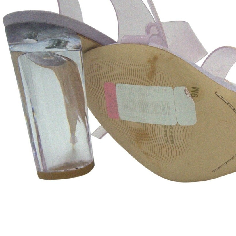 Gianni Bini Liyra Clear Ankle Strap Block Heel Sandals – Purple | Women’s 9M