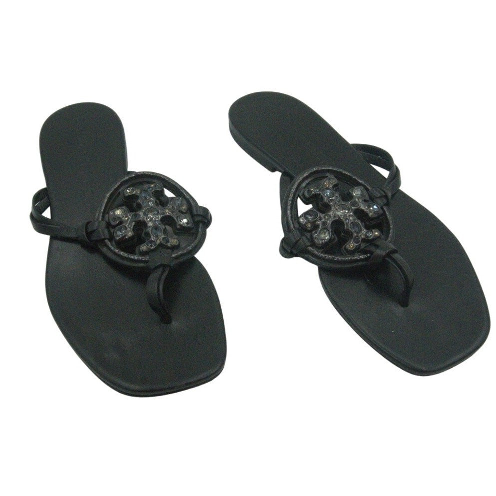 Tory Burch Metal Jeweled Miller Crystal Sandals – Black | Women’s 9.5