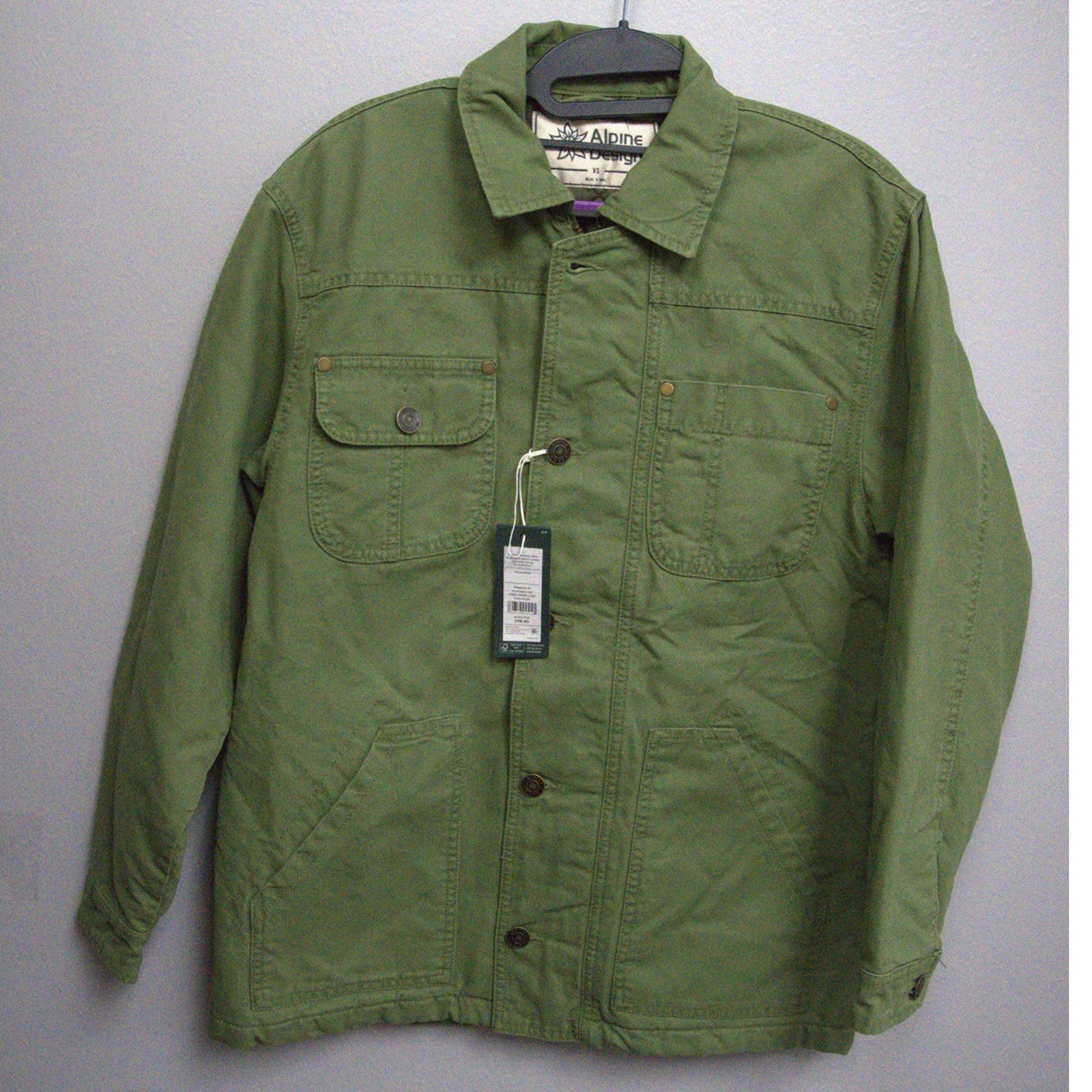 NWT Alpine Design Women's Extra Small Quilted Lined Chore Coat (Lush Olive)