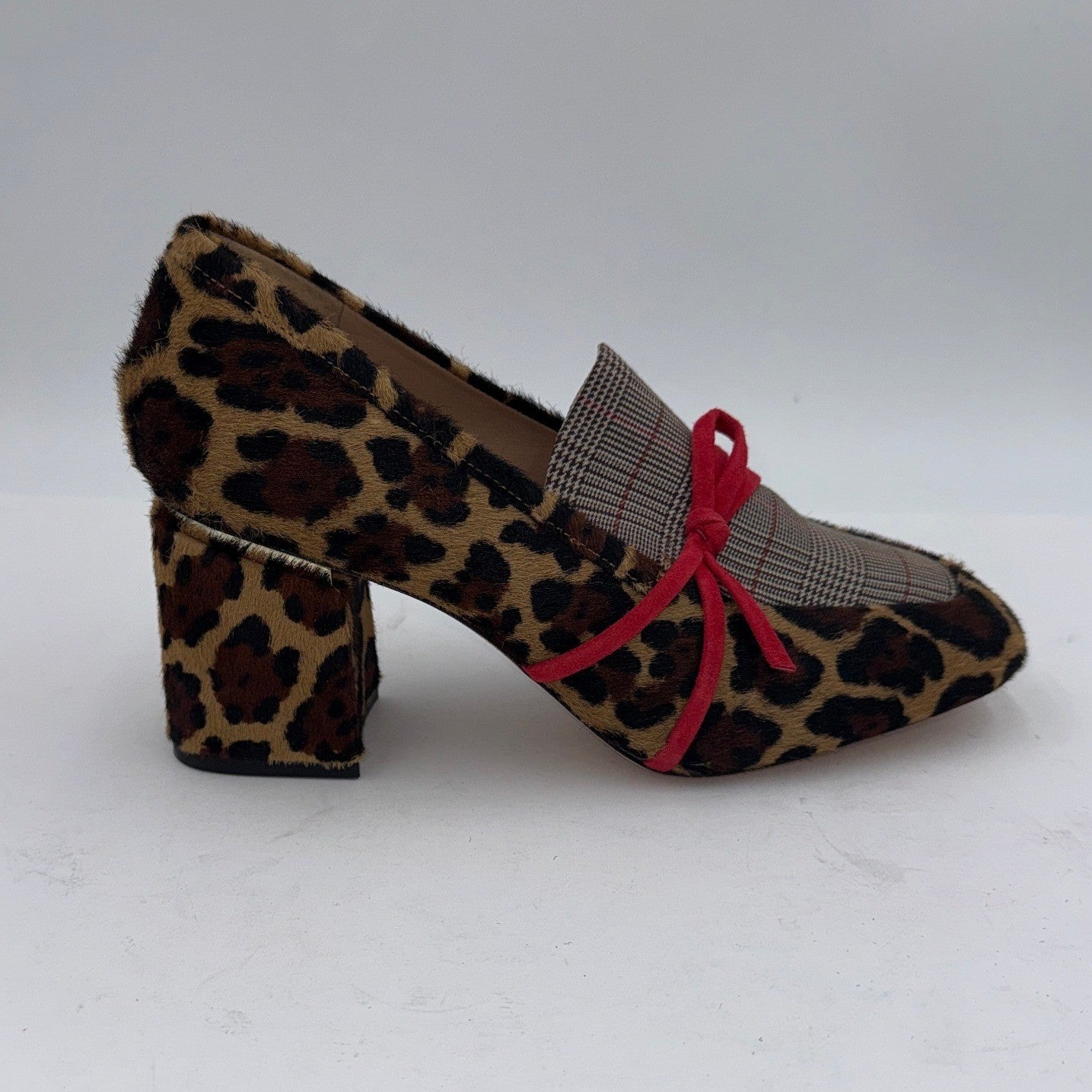 Antonio Melani Leopard Print (Sheared Lamb Fur (Real Fur) RN58909 Block Heel 9W
