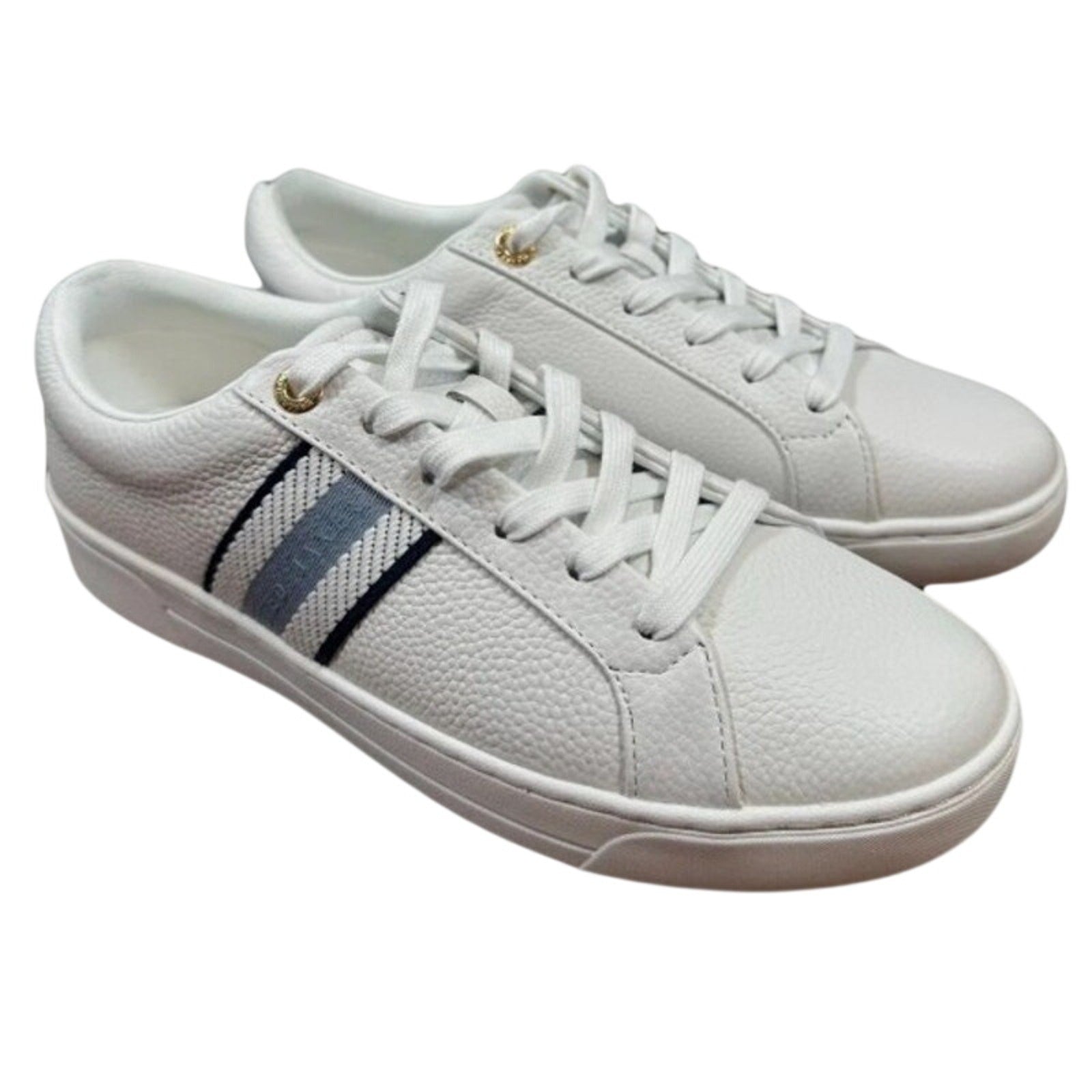 Ted Baker Bailey Icon Leather Sneakers – White & Blue – Women’s 7.5