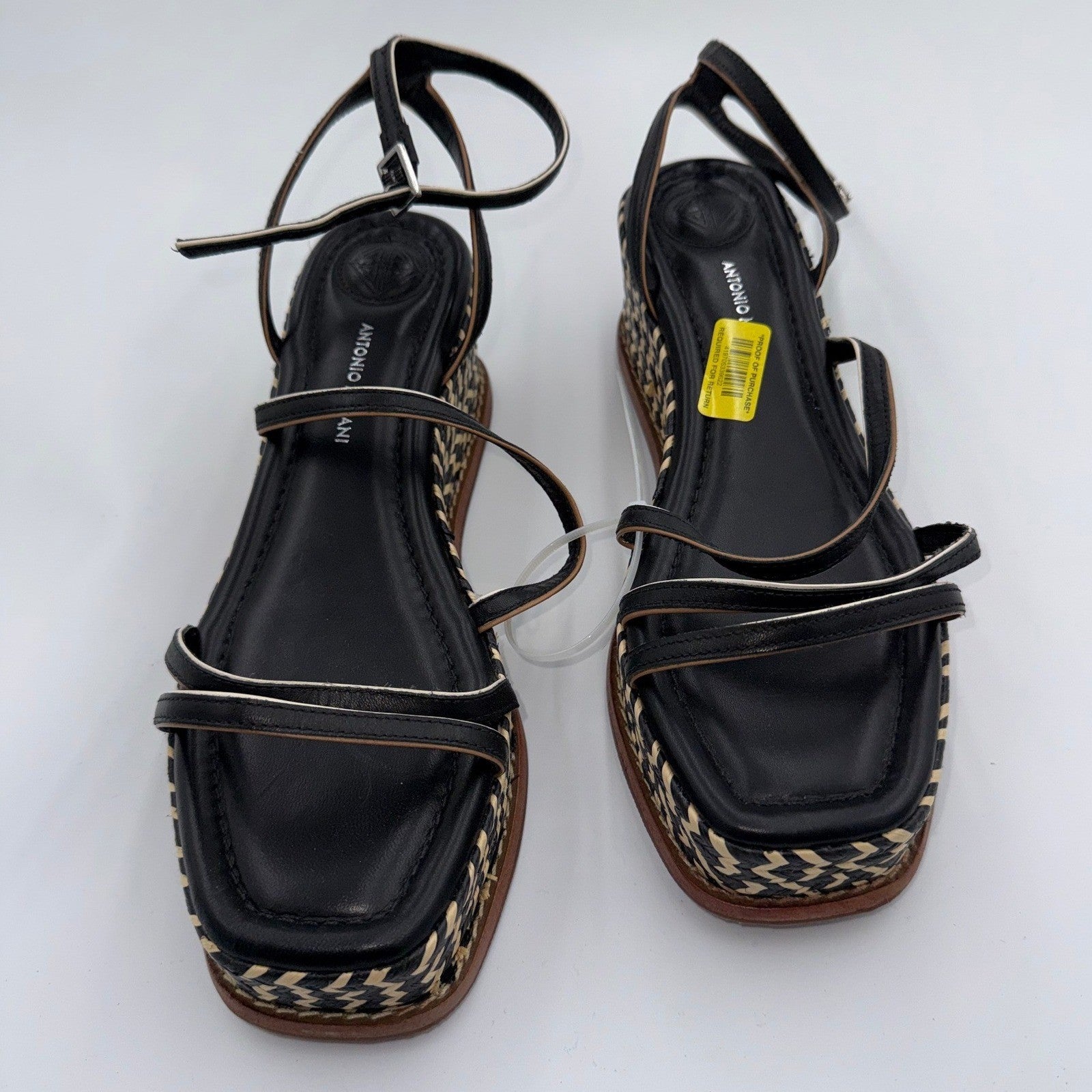 NWT Antonio Melani Hazelle Strappy Woven Platform Wedge Espadrille Sandals 9.5W