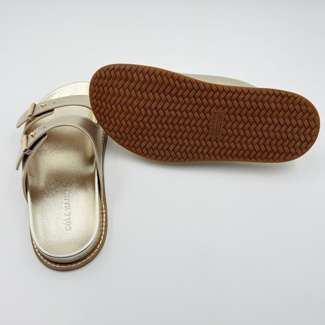 NIB/NWT COLE HAAN Marisol Footbed Sandal in Soft Gold LTR | 7B
