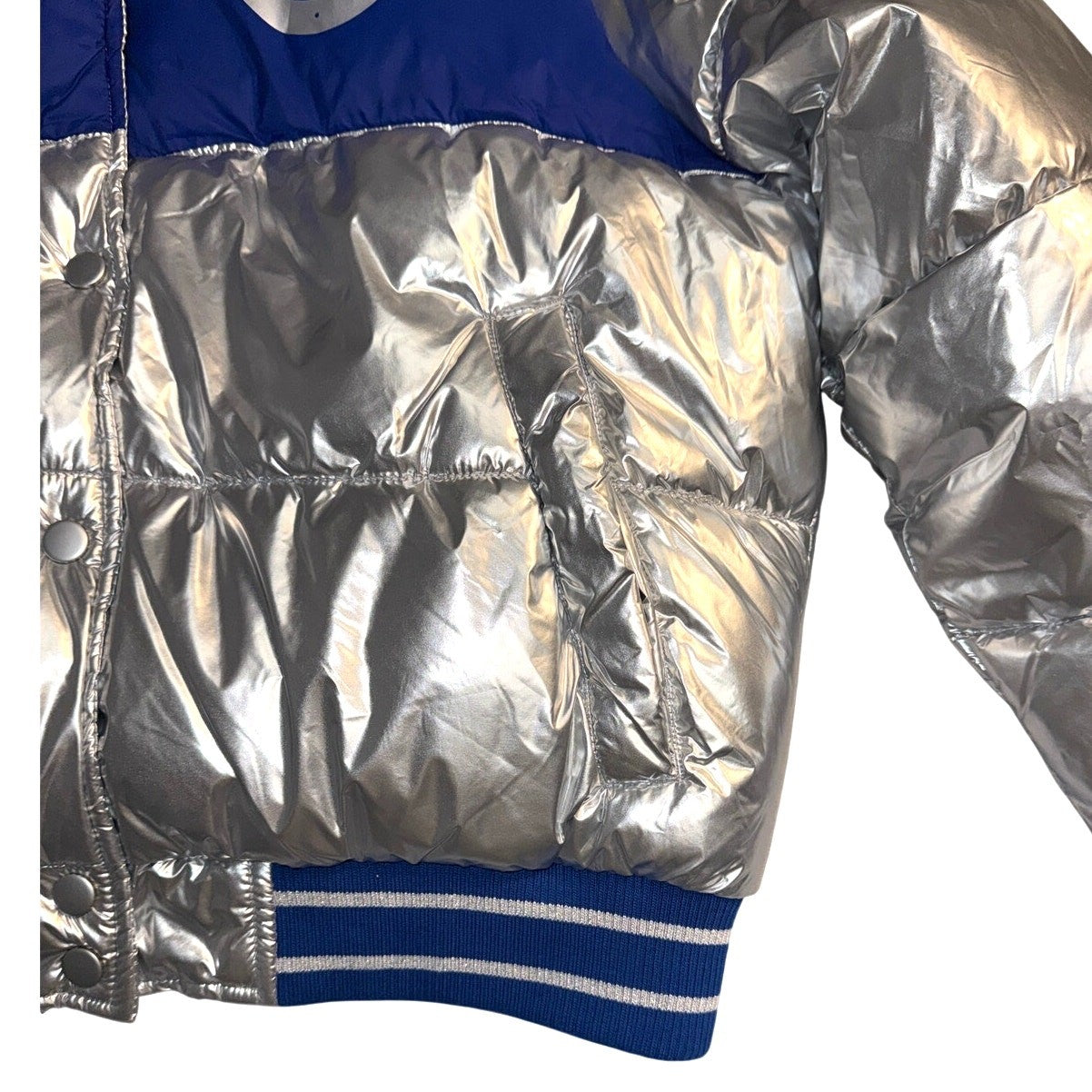 NWOT GH4Her Colts Metallic Silver Puffer Jacket Women's Large